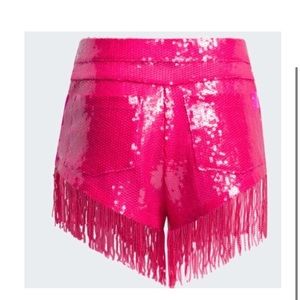 Adidas Ivy Park women’s hot pink sequence shorts with fringe